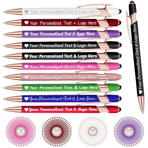 STREADVE Kugelschreiber mit Gravur 10 Kugelschreiber Personalisiert Logo Name Stift Personalisierte Kuli Dankeschön Geschenk Hochwertig für Hebamme Geburtstag Mitarbeiter Männer