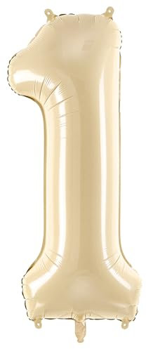 Folienballon Zahl 1 in Beige 72cm