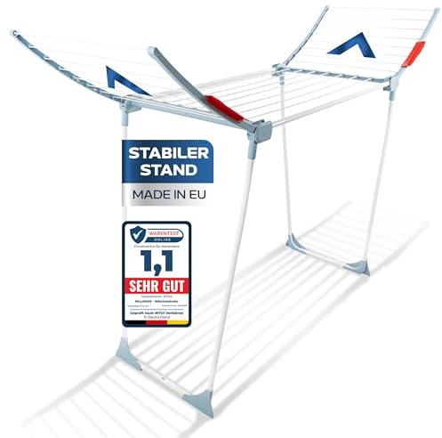 RELLINGER® Wäscheständer [18M Trockenlänge] - Premium Faltbarer XXL Standtrockner - Rutschfest für Balkon - Clothes Drying Rack - Laundry Rack
