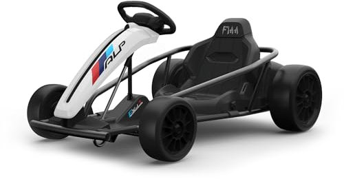 FINOOS Kinder Elektroauto 24V Drift-Kart GoKart - Drift Cart | Bis13 Km/h - 2 x 350Watt Motor - 2 x 12 Volt 9 Ah Batterie - Eva Reifen vorne - Kinder Auto ab 4 Jahren (Weiß)