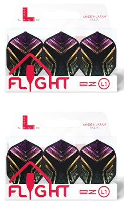 LSTYLE Dart Flights: L1 EZ Standard - für Soft Tip und Steel Tip Darts - 2 Pack - Genesis Rainbow
