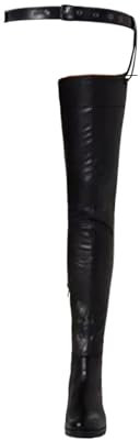 Stivali Alti Fino alla Coscia in Similpelle con Tacco Piatto da Donna, Stivali sopra Il Ginocchio, Stivali da Equitazione, Stivali alla Moda Autunno Inverno,Nero,46 EU