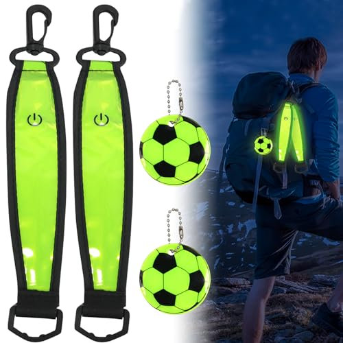 LED Blinklicht Schulranzen, 4 Stück LED Reflektoren Kinder, Reflektor Anhänger Kinder, LED Sicherheitslicht, Blinklicht Schulranzen Licht, Leuchtanhänger, Reflektierende Anhänger für Rucksack, Wandern