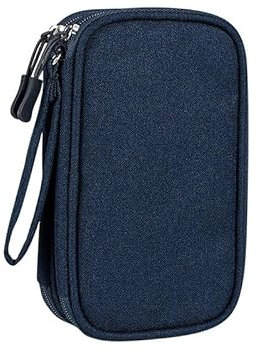 PAPOEEA Bolsa Cables de Viaje, Organizador de Cables, 3 Capas Bolsa Cables Organizador Estuche de Electrónicos Accesorios Cable Organizer Bag para Cable USB, Powerbank, Tarjetas de Memoria Azul