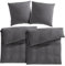 Pure Label Musselin Bettwäsche 155x220 4-teilig bestehend aus Bettbezug 155 x 220 cm 2er Set, Kissenbezug 80x80 cm 2er Set aus Baumwolle - Traumhaft kuschelige Bettwäsche-Sets in anthrazit