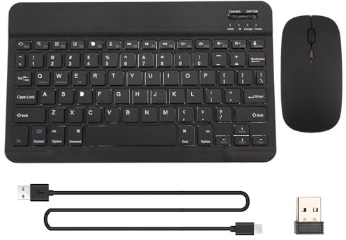 Osmond Teclado y Ratón Inalámbricos Bluetooth Ultrafinos y Silenciosos, Adecuados para Tabletas y Portátiles, Teclado Bluetooth Negro