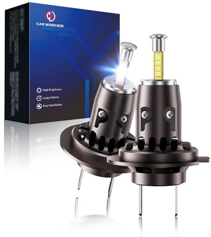 CAR WORK BOX H7 LED Bombillas 24000LM: 360° Haz de Luz Antirreflejo Diseño - Plug & Play 110W 6500K Súper Luminoso y Mini Lámparas Kit de Reemplazo LED para 12V Coches
