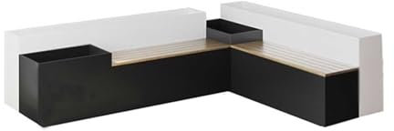 Bench with Planter Box, Outdoor corner Bench with Large Raised Beds 2 Planter Boxes, metal Raised Garden Bed, Weather-Resistant Deep Planter Boxes for Flowers Fruit Vegetable, DIY Assembly Garden Benc