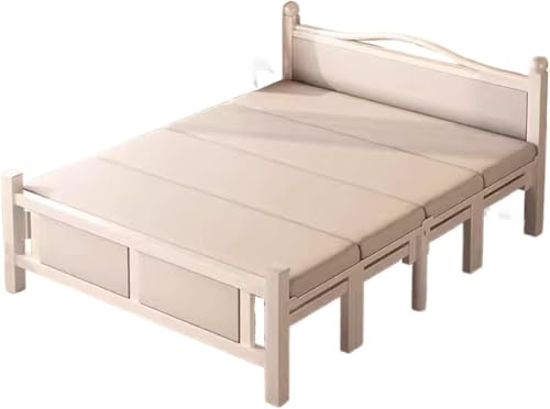 HGOuhK Klappbett Klappbett mit Matratze for Erwachsene, Queen-Size-Bett, platzsparend und gut belastbar, Gästebett, faltbar mit Matratze Liegestuhl Klappbar(Bianco,200 * 150CM)