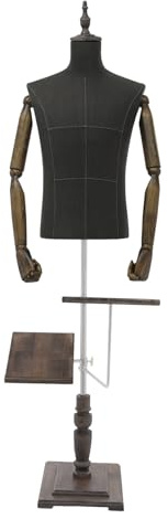 Verstellbare Schneiderpuppe Männlich 67cm Schneiderbüste mit Schuhablage, Höhenverstellbar, Stabile Basis, Herren Schaufensterpuppe für Schneidereien, Kaufhäusern