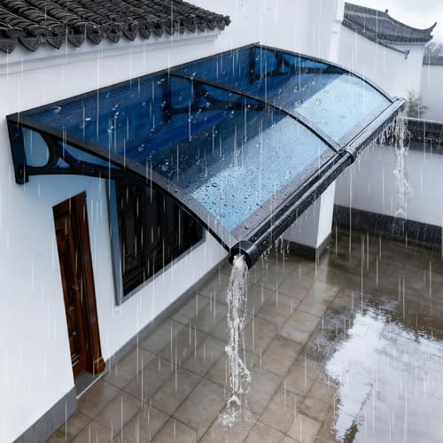 qodxcrfv Marquesina Puerta Exterior, Marquesina para Puerta de Entrada, Toldo Exterior de Policarbonato y Aluminio, Protección contra Lluvia, Nieve y Sol, Fácil Instalación(120×300cm)