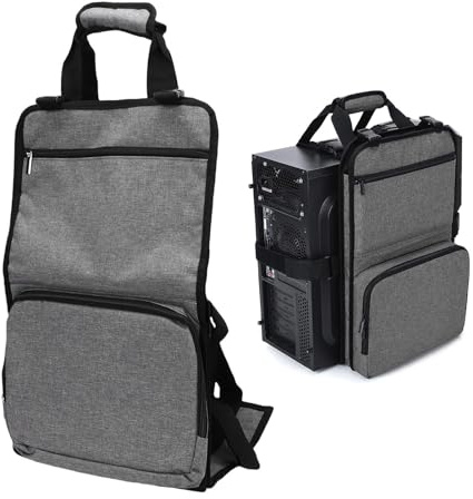 ASHATA PC-Tower-Tragegurt, Computer-Desktop-Tower-Tragetasche mit Griff und Taschen für Tastaturkabel, Computerzubehör, PC-Rucksack für ATX MATX-Gehäusegehäuse