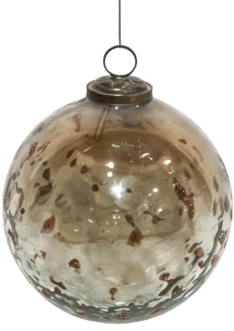 Antikas - Weihnachtskugeln Glas braun glänzend gesprenkelt - handgemacht in Indien, ⌀13 cm, 4er Set