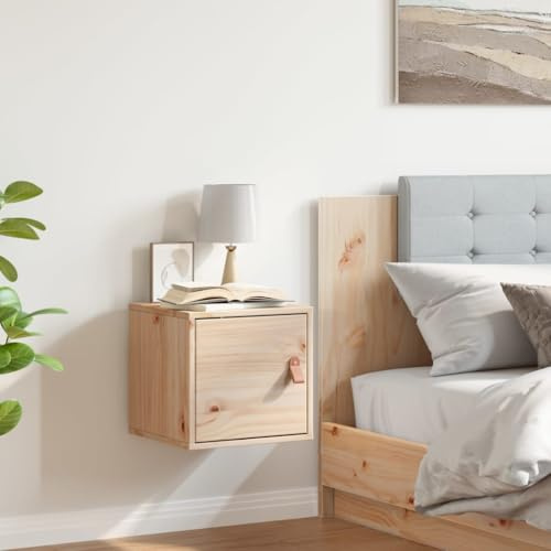 THOYTOUI Wandschrank mit Wandmontagefunktion, rustikaler Massivholz Kiefer Natur Finish, für Wohnzimmer und Schlafzimmer, 31,5 x 30 x 30 cm