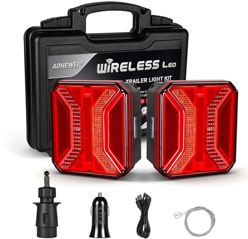 AOHEWEI Kabellose Anhänger Rückleuchten LED Magnetische LKW Rückleuchten Kabel Gratis 12V ECE Zulassung mit 7 Pin Stecker für Anhänger, LKW
