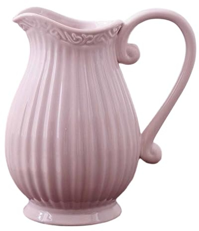 perfk Pichet en Céramique, Vase Décoratif, Centre de Table Champêtre, Pot de Fleurs en Céramique pour Fête Ou Noël, Rose Clair