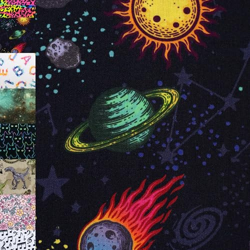 MAGAM-Stoffe Fabian Kinder Baumwollstoff ÖKO-TEX Meterware ab 50cm (Planeten)