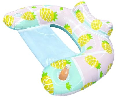Buerfu Flotteurs Gonflables pour Piscine | avec Porte-Gobelet et Appuie-Tête Ergonomique | pour Piscine et Plage,pour Bronzage Plage Fête Lac Rivière Vacances