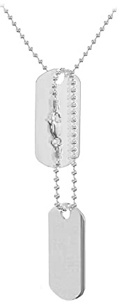 Tuscany Silver Unisex Sterling Silver Double Dog Tag Ball Chain Necklace