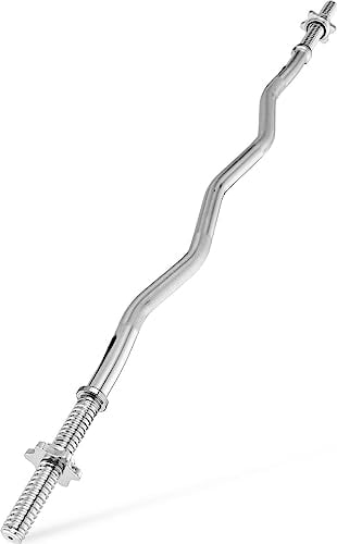 Gymtek Kurzhantelstangen – Langhantelstange 120cm Länge - Ø 28mm – Krafttraining - Fitness Gewichtheben – Hantelstange – Hantel - Gehärteter Stahl – Sternverschlüsse - Curl Bar