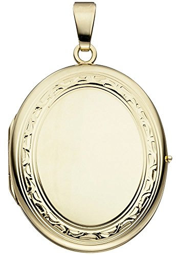 Medaillon Amulett Anhänger zum Öffnen 585 Gold Gelbgold teilmattiert