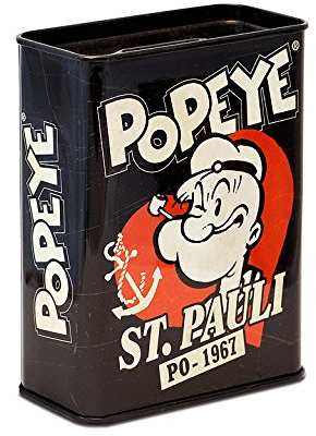 Popeye Spardose/Kaffeekasse Motiv, Metall, Schwarz, 9 x 4.5 x 11.5 cm