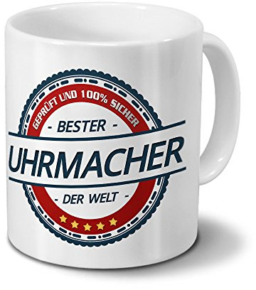 printplanet Tasse mit Beruf Uhrmacher - Motiv Berufe - Kaffeebecher, Mug, Becher, Kaffeetasse - Farbe Weiß
