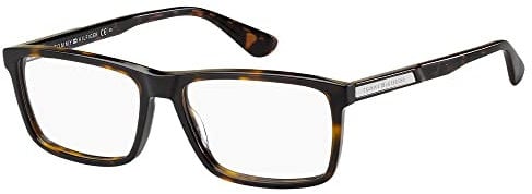 TOMMY HILFIGER Rechteckig Azetat Brillen in Havana für Herren, Brille mit Sehstärke, optional mit Sonnenbrillen tönung oder Blaulichtfilter (Modell Th 1549)