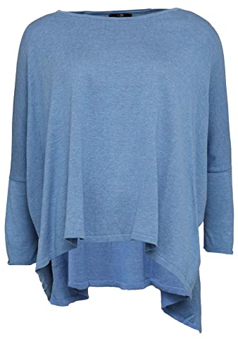 Zwillingsherz Poncho mit Baumwolle - Hochwertiges Cape für Damen - XXL Umhängetuch und Tunika mit Ärmel - Strick-Pullover - Sweatshirt - Stola für Sommer und Winter von Cashmere Dreams - jeans