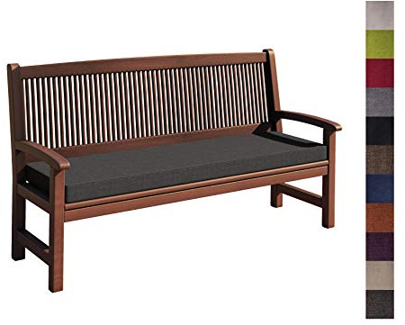 sunnypillow Bankauflage Outdoor - Stuhlkissen mit abnehmbarem Bezug - Sitzkissen für Bank - Bankpolster Polsterauflage Auflage für Gartenbank - 180 x 30 x 5cm - Bankkissen für Gartenmöbel Anthrazit