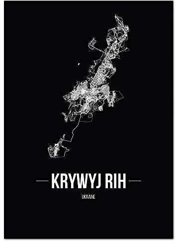 JUNIWORDS Stadtposter - Wähle Deine Stadt - Krywyj Rih - 21 x 30 cm Poster - Schrift B - Schwarz