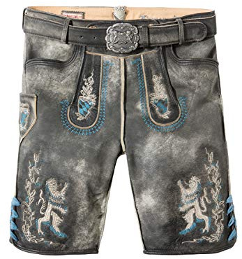 Stockerpoint Herren Austria-Bua Trachtenlederhose, grau antik gespeckt, 42