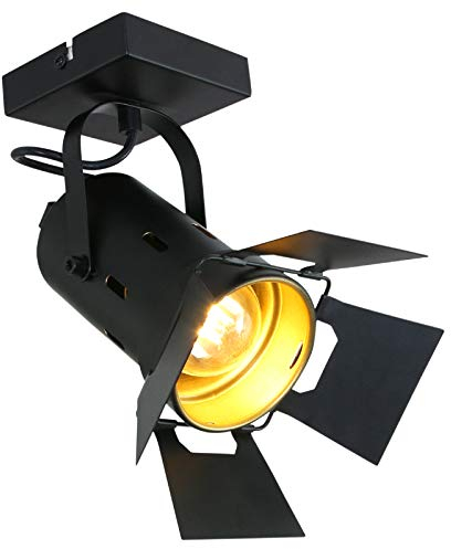 VINTAGE Decken Leuchte Dielen Studio Strahler Lampe schwarz-gold Spot verstellbar 7996ZW