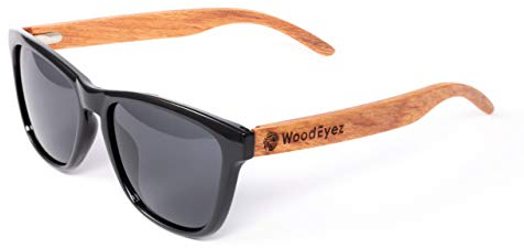 WoodEyez® Holz Sonnenbrille Herren und Damen - mit flexiblen Holzbügeln zur Anpassung an die Kopfform - polarisierende Brillengläser mit UV 400 Schutz für die Augen - für Freizeit und Alltag