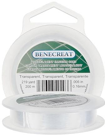 BENECREAT 200m 0.16mm klares Fischen-Nylon, das Faden-Draht für hängende Verzierungen, Armband und Schmuckherstellung bördelt