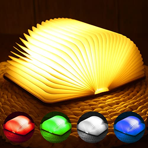 LED Buch Licht Faltbare Buchlampe LED Dekorative 6 Farbmodi Stimmungsbeleuchtung USB aufladbare in Buch Form Nachtlicht Nachttischlampe für Kinder, Freundin, Geschenk, Eltern Home Decor