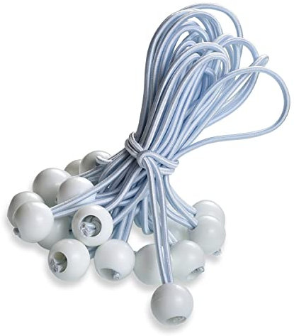 fuxton 50 Profi Spanngummis mit Kugel (weiß 195 mm) für Zelte, Planen, Pavillons. Planenspanner, Expanderschlingen, Planenhalter, Planengummi, Gummispanner, Zeltgummi