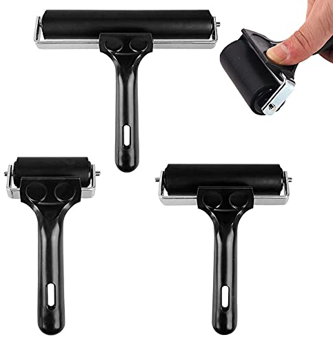 Schneespitze 3Pcs Rouleau encreur Rouleau Brayer en Caoutchouc,Pinceau,Outil de Peinture à l'huile d'art Craft,Rouleau de Peinture Magique en Caoutchouc