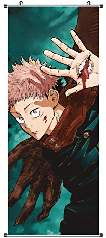 CoolChange Großes Jujutsu Kaisen Rollbild | Kakemono aus Stoff | Poster 100x40cm | Motiv: Yuji Itadori