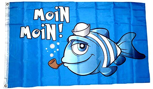 Fahne/Flagge Moin Moin Fisch Pfeife 90 x 150 cm
