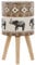Beliani Cache-Pot Support Plantes avec 3 Pieds en Bois 25 cm de Diamètre Motif Éléphants Peint à la Main Idéal à la Fois pour Extérieur et Intérieur