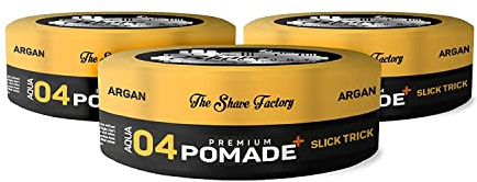 The Shave Factory Premium Pomade Aqua 04 Slick Trick 150ml | Extra Starker Halt |Extra Glanz | 3 Stück
