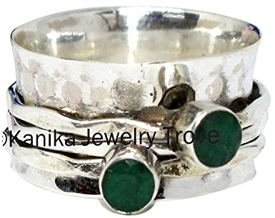 Customize your ring with any gemstone/birthstone,Sapphire and Peridot Spin 925 Sterling Silver Ring for Women, Size 6.5