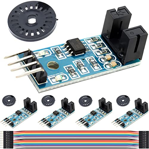 DAOKAI 5PCS LM393 comparatore velocità modulo sensore tipo slot IR optoaccoppiatore per il rilevamento della velocità del motore anche per MCU Arduino, con filo