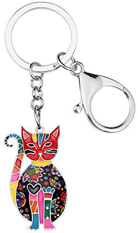 DUOWEI Cute Porte-Clés Chat Cadeaux Pour Femme Filles Sac Portefeuille Clé Voiture Charms (Floral)