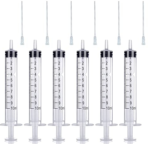 Dispensers Applicator Syringes Set, 6 Pack 10ml Dispensing Syringes With 6Pcs 16G Dispensing Needles for DIY Quilling, Acrylic Painting, Oiler Bottle, Craft, Artwork Hobbies