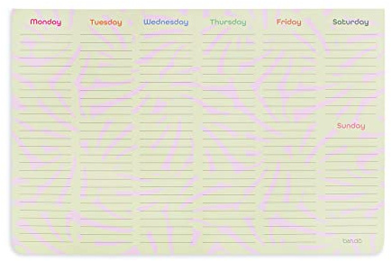 ban.do Wochen-zu-Woche Schreibtisch-Notizblock, undatierter Wochenplaner, Schreibtischkalender mit 52 Blatt für 1 Jahr Planung (Rosa/Grün)