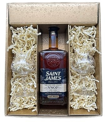 Coffret cadeau - Rhum - Or - St James VSOP - 2 Verres à Rhum CHEF & SOMMELIER
