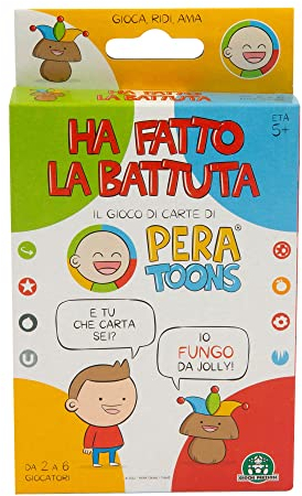 Giochi Preziosi Pera Toons Gioco di Carte per Bambini, Divertente Gioco per Tutta la Famiglia, con Battute e Freddure, Colleziona le Battute Per Vincere, da 2 a 6 Giocatori, Giochi Bambini 5 anni +