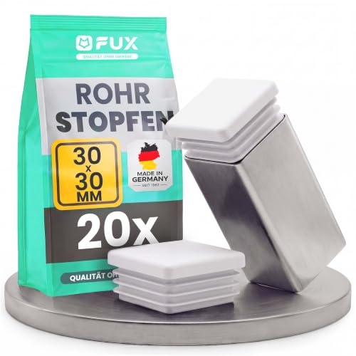 FUX 20 Lamellenstopfen Vierkantrohr Endkappe 30x30mm 3mm Weiß | Robustes Polyethylen, witterungs- und UV-beständig, Wandstärke 3mm, sicherer Halt ohne Kleber, Made in Germany